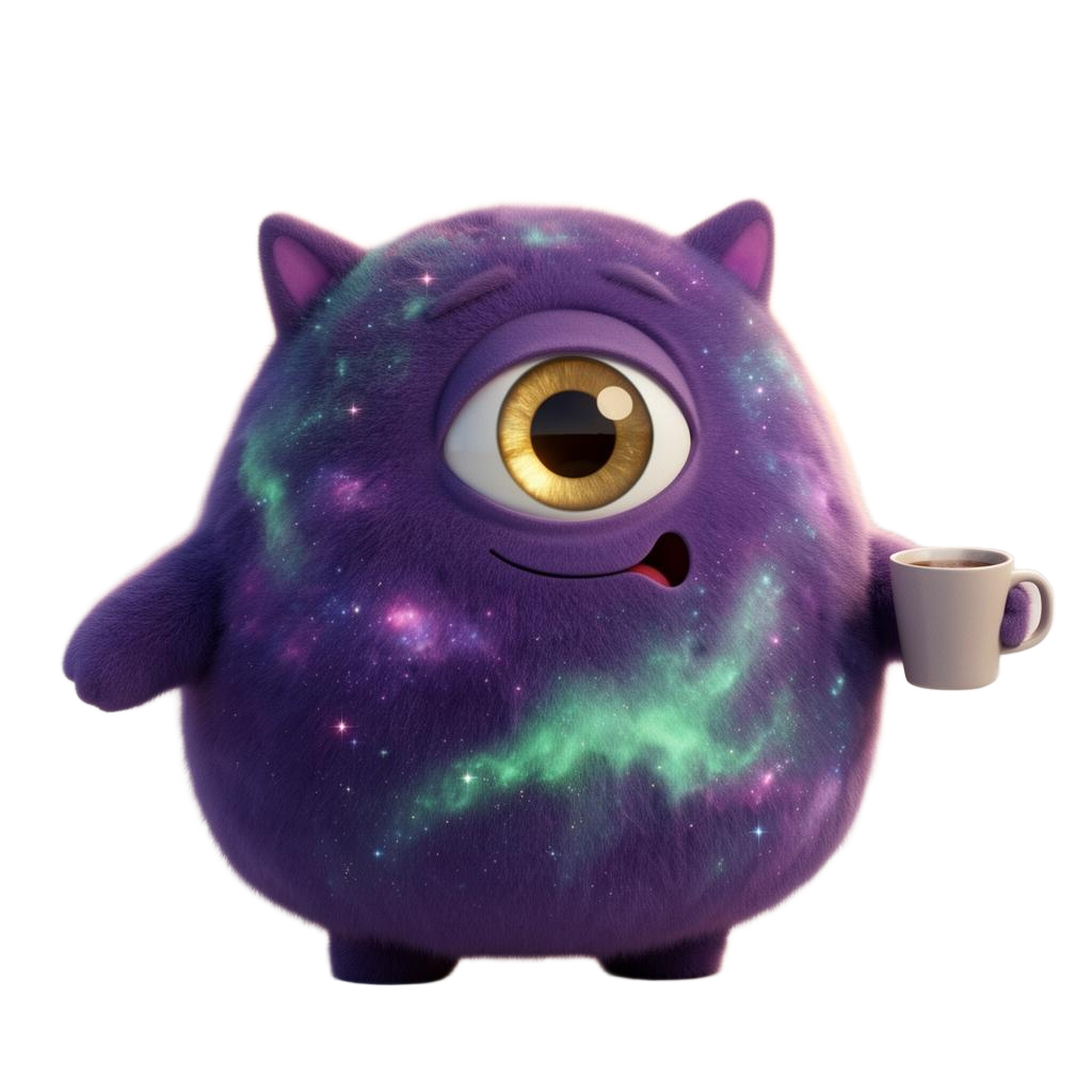 Argus stretching with a morning coffee